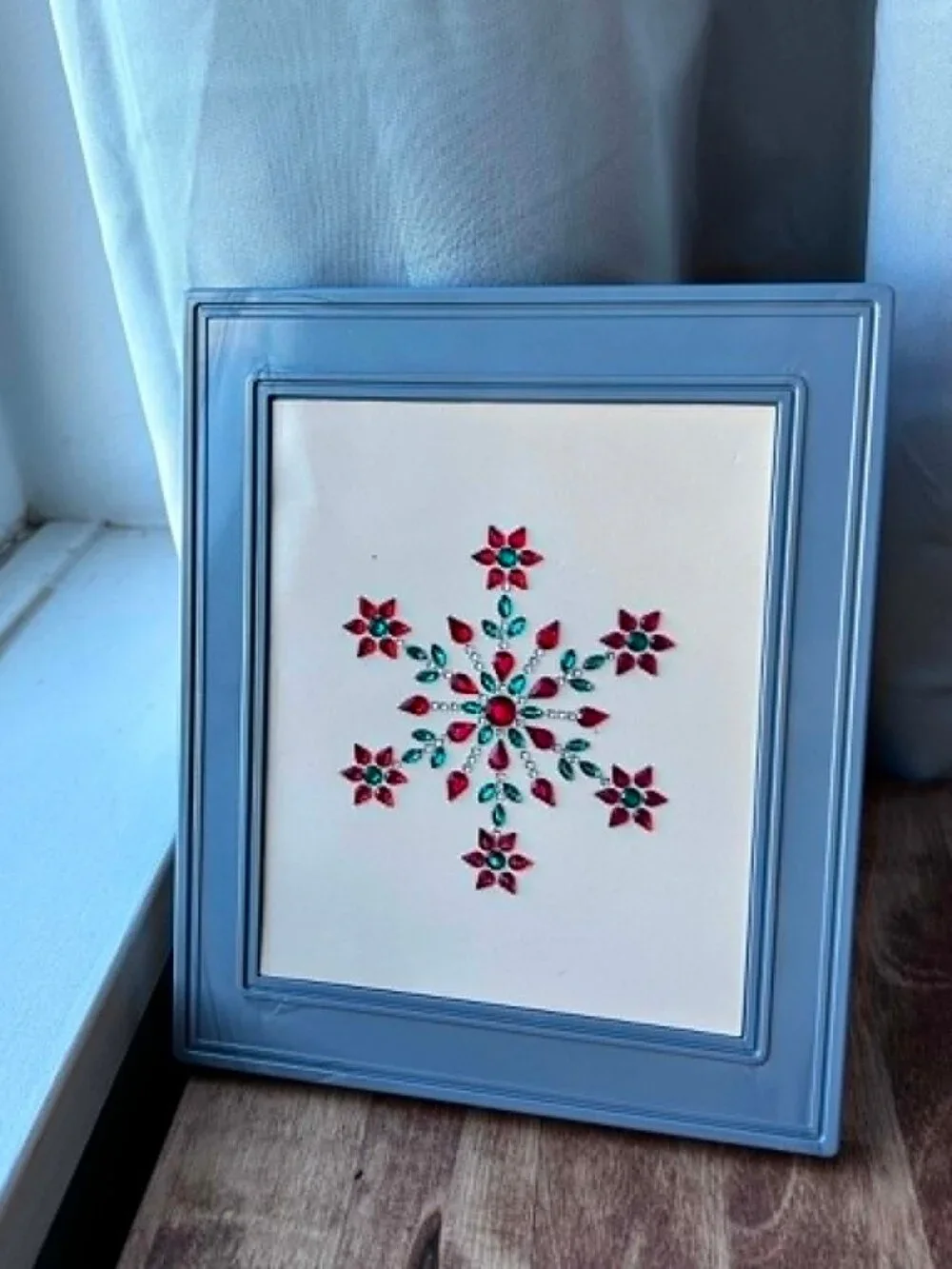 Rhinestone Snowflake Framed Art (8” x 6.5”)